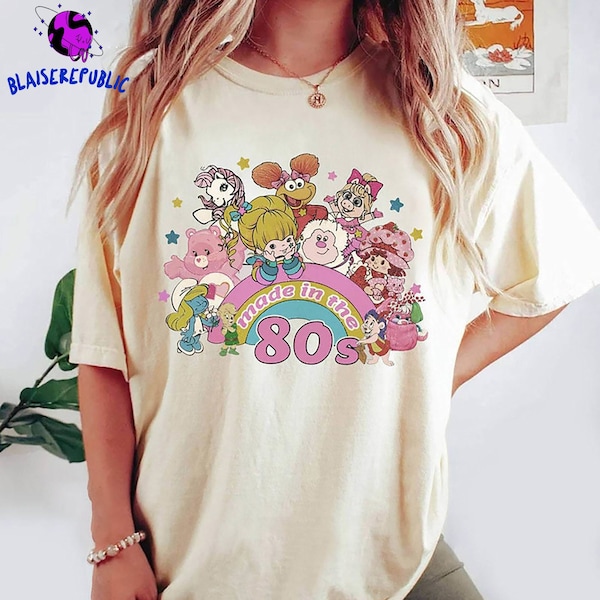 Chemise nostalgie des amis du dessin animé, T-shirt de la nostalgie des amis du dessin animé, T-shirt du dessin animé des amis des années 80, chemise arc-en-ciel des personnages des amis des années 08