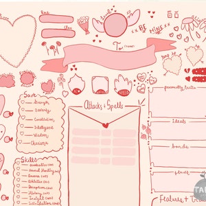 D&D 5e Character Sheet: PDF - Printable for Dungeons and Dragons - Valentines Cupid Cute Sketchy Style