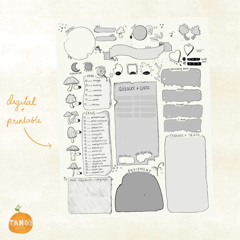 D&amp;D 5e Character Sheet: PDF - Printable for Dungeons and Dragons ...