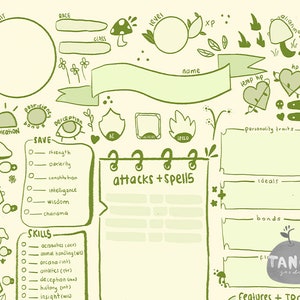 D&D 5e Character Sheet: PDF - Printable for Dungeons and Dragons - Mushroom Cute Sketchy Style