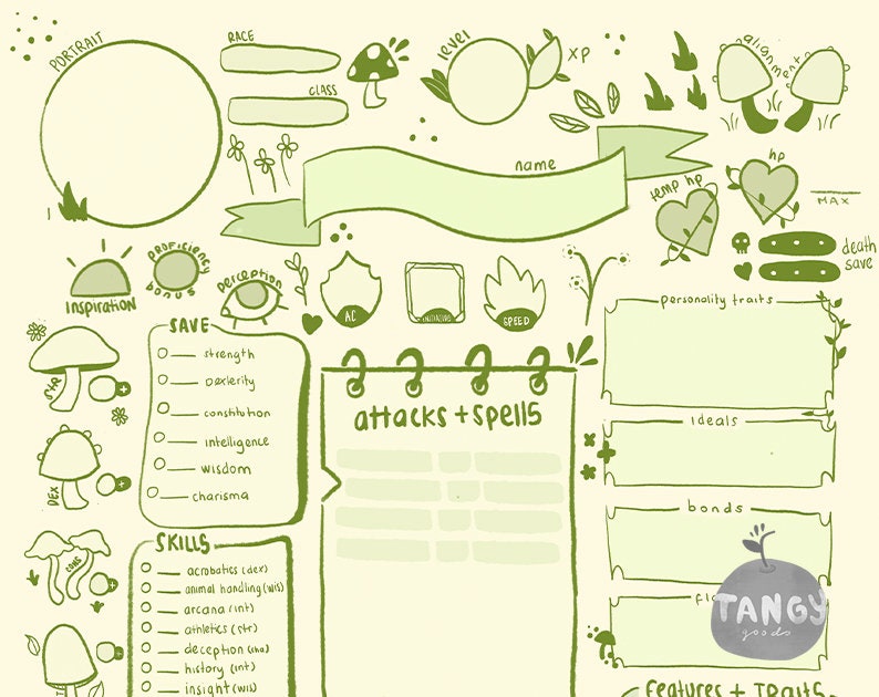 D&amp;D 5e Character Sheet: PDF - Printable for Dungeons and Dragons ...