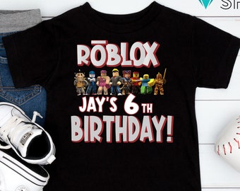 Personalized Embroidered Birthday Roblox Boy T-Shirt, Custom