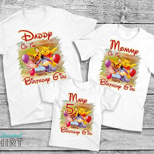 Winnie the Pooh birthday shirts, The Pooh And Friends Family Matching Birthday Shirt, Disney Winnie The Pooh Birthday Girl Shirt
