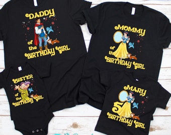 Snow White & Seven Dwarfs birthday shirts, Disney princess birthday shirt, Family matching shirts, birthday princess tee