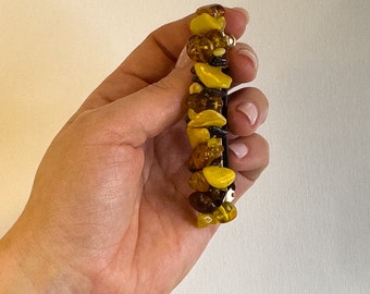 Natural Baltic Amber hair clip with gentle and secure metal clip, Handmade honey toned Accessory, For woman who has everything