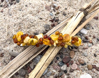 Golden Amber Hairclip for Thin & Thick hair, Handcrafted Natural Beauty for Effortless Elegance - Perfect for Everyday Style, Nature's Touch