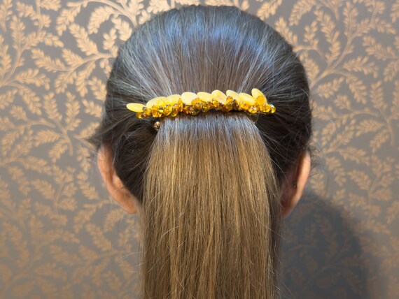 Vintage‎ Handmade Baltic Butterscotch Honey Amber Hair Clip Barrette (1 Piece ) Baltic Amber Hair Clip - Etsy main image 3