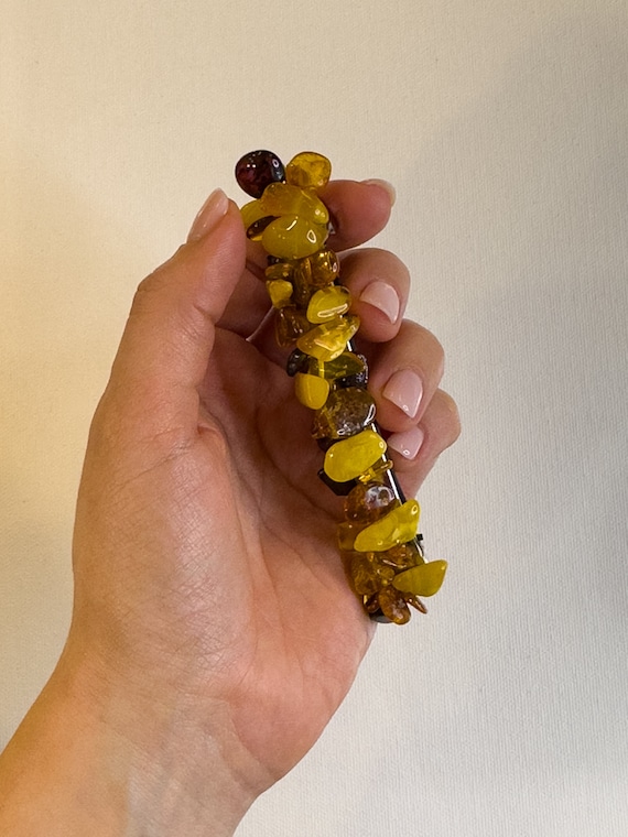 Natural Baltic Amber Hair Accessory, Handmade Honey Toned  display picture 2