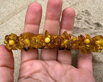 Natural Baltic Amber hair clip with gentle and secure metal clip, Handmade honey toned Accessory, For woman who has everything