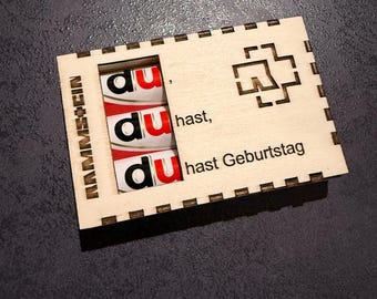 Rammstein verjaardagscadeau – Gepersonaliseerde houten Duplo-doos – Grappig cadeau voor mannen – Cadeau-idee voor rockfans