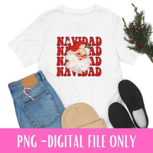 Red Vintage Santa Navidad-round, Christmas Design PNG, Feliz Navidad PNG, Christmas in Spanish png, Digital download