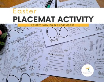 Easter Activity Placemats | Colouring Games Kids | Printable Digital Download
