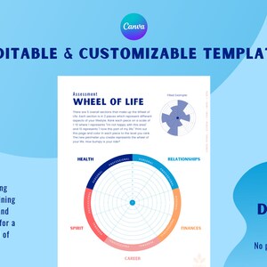 Wheel of Life Editable Canva Template | US letter size | fully customizable | template worksheets for coaches