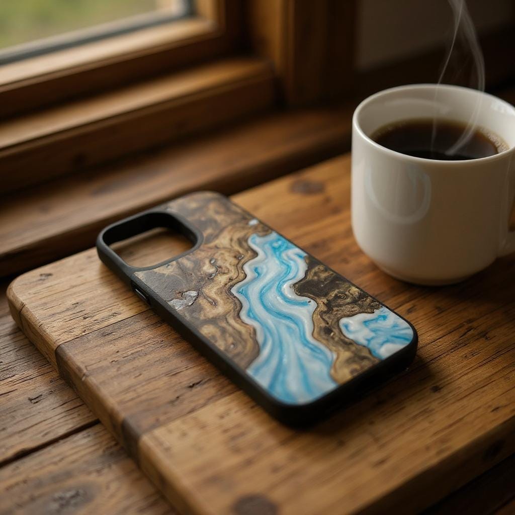 Coque en bois pour iPhone, Coque de téléphone personnalisée, Coques de téléphone uniques, Cadeau pour les amateurs d'iPhone en bois et résine époxy