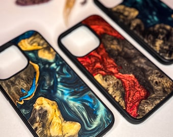 Iphone wood and epoxy resin phone case
