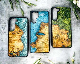 Handcrafted wood and epoxy resin phone case for Samsung – Sustainable, unique and personalized