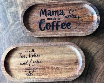 Acacia wood tray with engraving | Personalized serving tray | Wedding, birthday, decoration & coffee tray gift