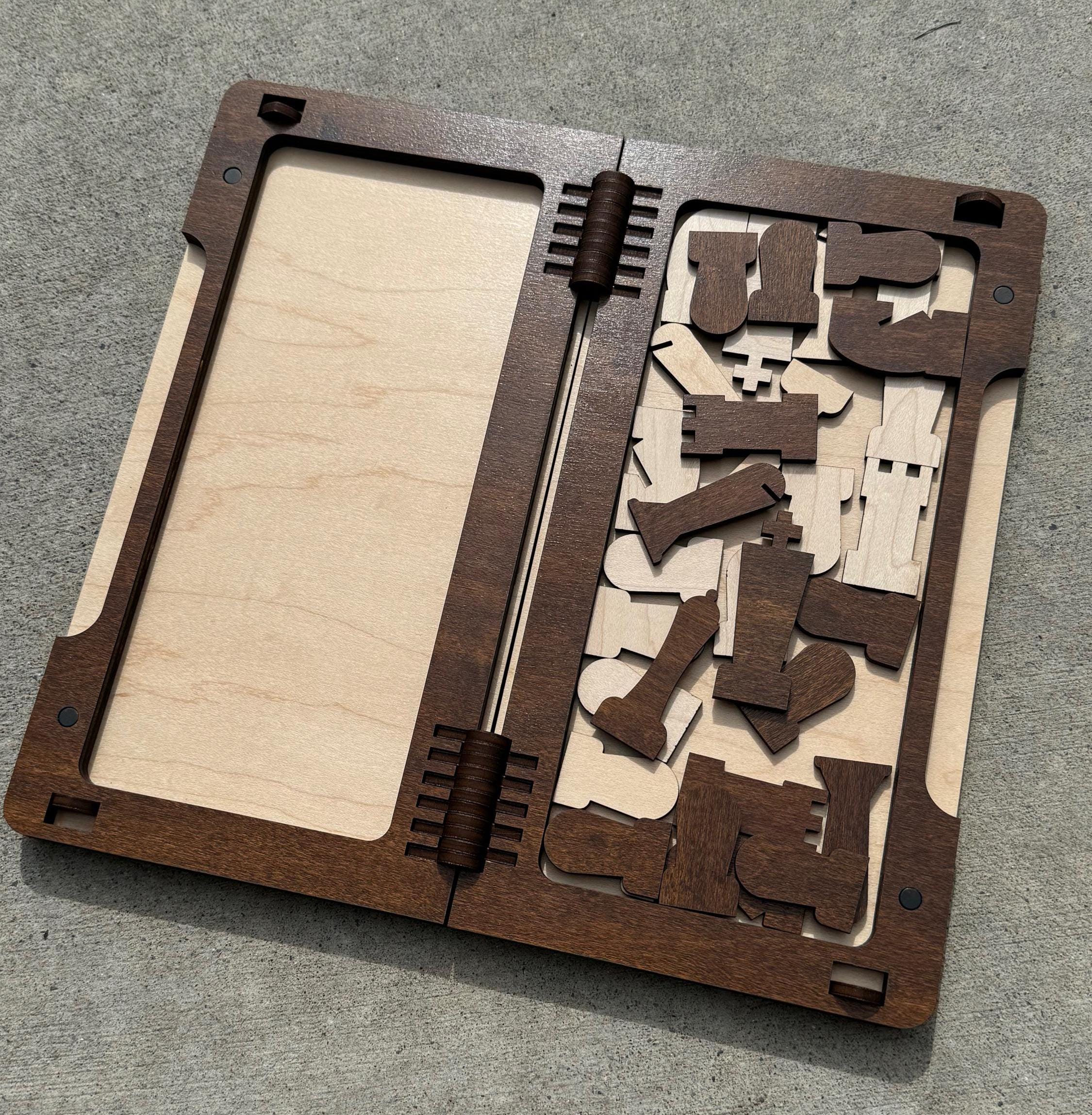 Acacia Wood Travel Chess Set