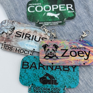 Custom Crate Tag | Dock Diving Crate Tag | Barnhunt Crate Tag | Custom Dog Crate Tag | Dog Crate Tag With Title Bar