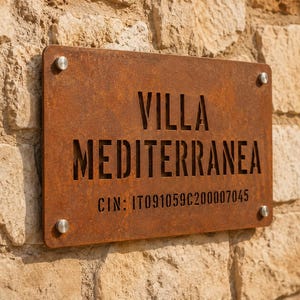 Targhetta CIN Acciaio Corten Personalizzata | Targa Affitti Brevi LASER | Villa B&B Casa Vacanza