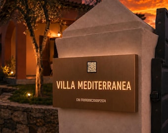 Custom CIN DiBond Boxed Sign | Embossed Letters | Villa, B&B, Holiday Home | LED