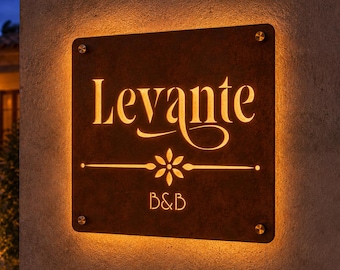 Targa Corten Personalizzata Quadrata | Taglio LASER Passante | Villa B&B Casa Vacanza | Targhetta Corten Personalizzata Traforata