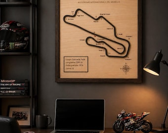 Custom Wooden MotoGP Circuit Board | 3D Circuit Layout | Gift Idea for Motorcycle Enthusiasts