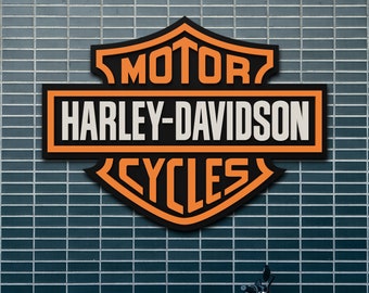 Harley Davidson Insegna Parete, Harley-Davidson Logo Parete 3D, Harley Davidson Insegna in Legno, Insegna Garage, Regali Harley Davidson
