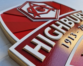 Arsenal Highbury Wooden Logo, Arsenal Highbury The Final Salute Crest, 3D Arsenal Highbury Wall Logo, Premier League