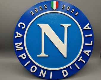 Logo in legno Napoli Campione d'Italia 2022/2023 scudetto 3D, Stemma Napoli Campione d'Italia 2022/2023, stemma, Squadra Napoli, Serie A