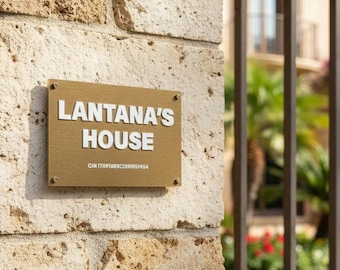 Brushed aluminum house number plate, Aluminum villa plate, Aluminum B&B plate, Custom aluminum sign