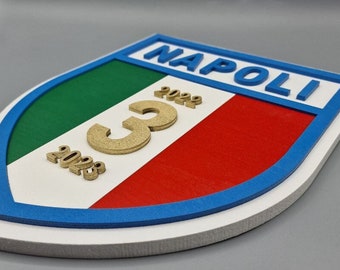 Scudetto in legno Napoli Campione d'Italia 2022/2023, SSC Napoli, Squadra Napoli, Serie A, Regalo Napoli Scudetto