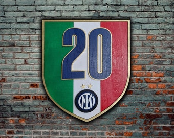 Logo Celebrativo Inter Scudetto 2024 in legno da parete, Regalo Inter Scudetto 2024, Logo celebrativo Inter Scudetto 20