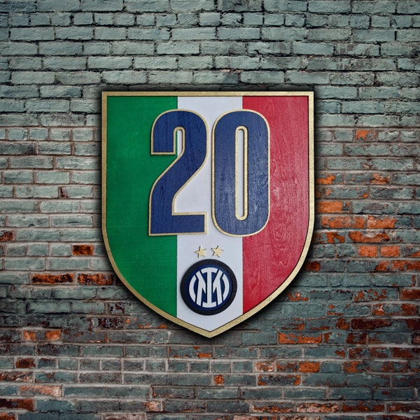 Logo Celebrativo Inter Scudetto 2024 in legno da parete, Regalo Inter Scudetto 2024, Logo celebrativo Inter Scudetto 20