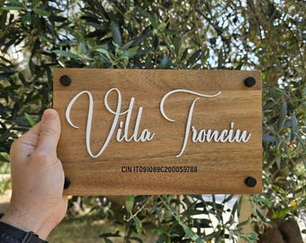Targa casa in legno numero CIN, Targa Villa in legno, Targhetta B&B in legno, Cartello casa in legno personalizzato