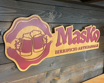 Wall-mounted logo for your company | 3D sign | 3D wooden logo with base | 3D logo in any shape and color