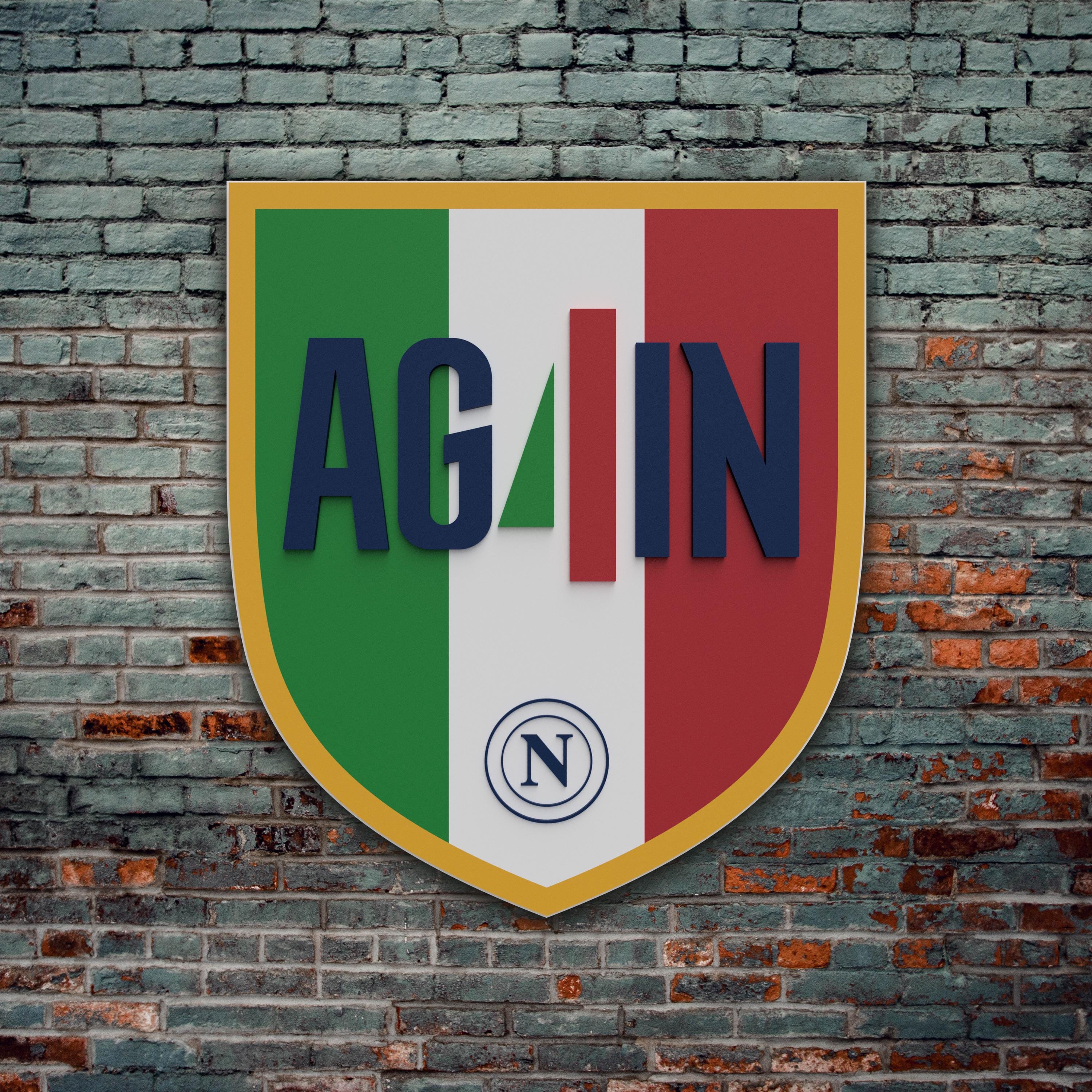 Scudetto En Bois SSC Napoli – Champion D'Italie 2022/2023 – Fabriqué En Italie, Neuf