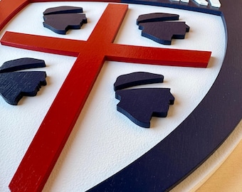 Scudetto Cagliari Calcio in legno da parete, Regalo Cagliari Calcio, Logo 3D Cagliari Calcio