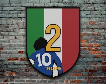 Scudetto celebrativo in legno Napoli Campione d'Italia 1989-1990 Maradona, Squadra Napoli, Serie A, Regalo Napoli Scudetto