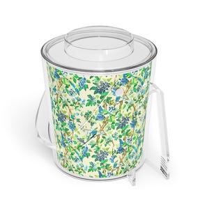 Hydrangea Bird Ice Bucket with Tongs