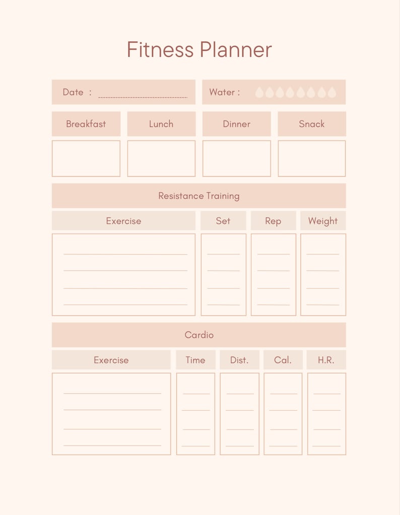 Downloadable Digital Fitness Planner Etsy