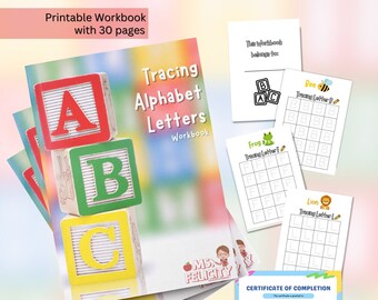 Tracing Alphabet Letters Workbook Digital Download Print at Home Worksheets Preschool Activity Homeschool Kindergarten Handwriting Practice