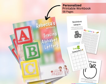 Printable Personalized Workbook Name and Alphabet Letters Tracing Worksheets Coloring Pages Custom Activity Homeschool Handwriting Practice