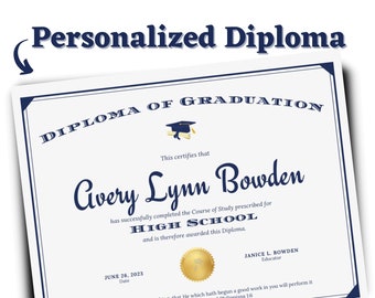 Personalized Printable Diploma of Graduation Middle School Certificate Eighth Grade Diploma Homeschool Graduation with Bible Verse