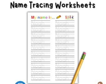 Noah: Personalized Name Tracing Worksheet Portrait Trace Sheet Preschool Activity Homeschool Kindergarten First Grade Handwriting Practice
