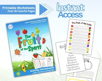 Printable The Fruit of the Spirit Worksheets Instant Access Download Busy Worksheets Activity Homeschool Handwriting Bible Morning Practice