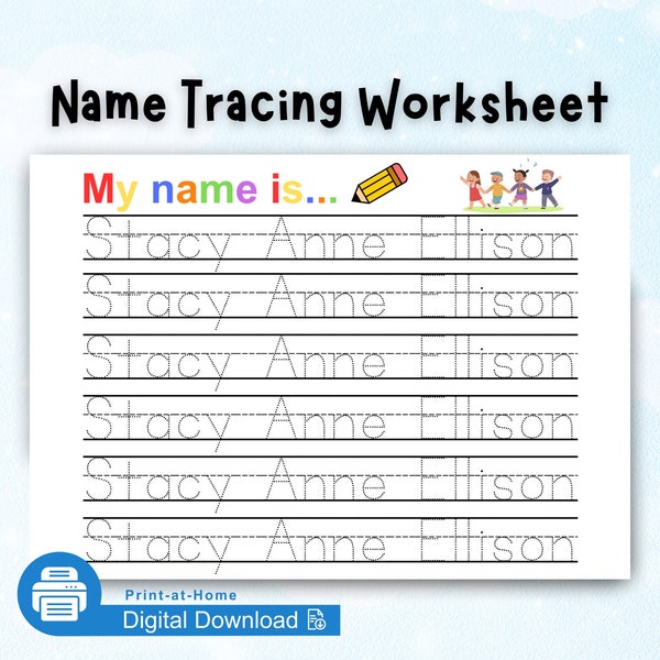 Custom Tracing Worksheet Etsy