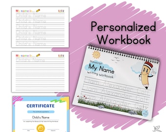 Name Tracing Workbook Custom Trace Sheet Preschool Homeschool Kindergarten Personalized Handwriting Dry Erase Practice Busy Book
