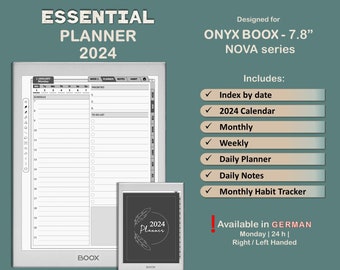 BOOX Nova series - Planner 2024 - ESSENTIAL - hyperlinked | pdf | Onyx Boox template | 7.8 | German | English