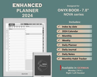 BOOX Nova series - Planner 2024 - ENHANCED - hyperlinked | pdf | Onyx Boox template | 7.8 | German | English
